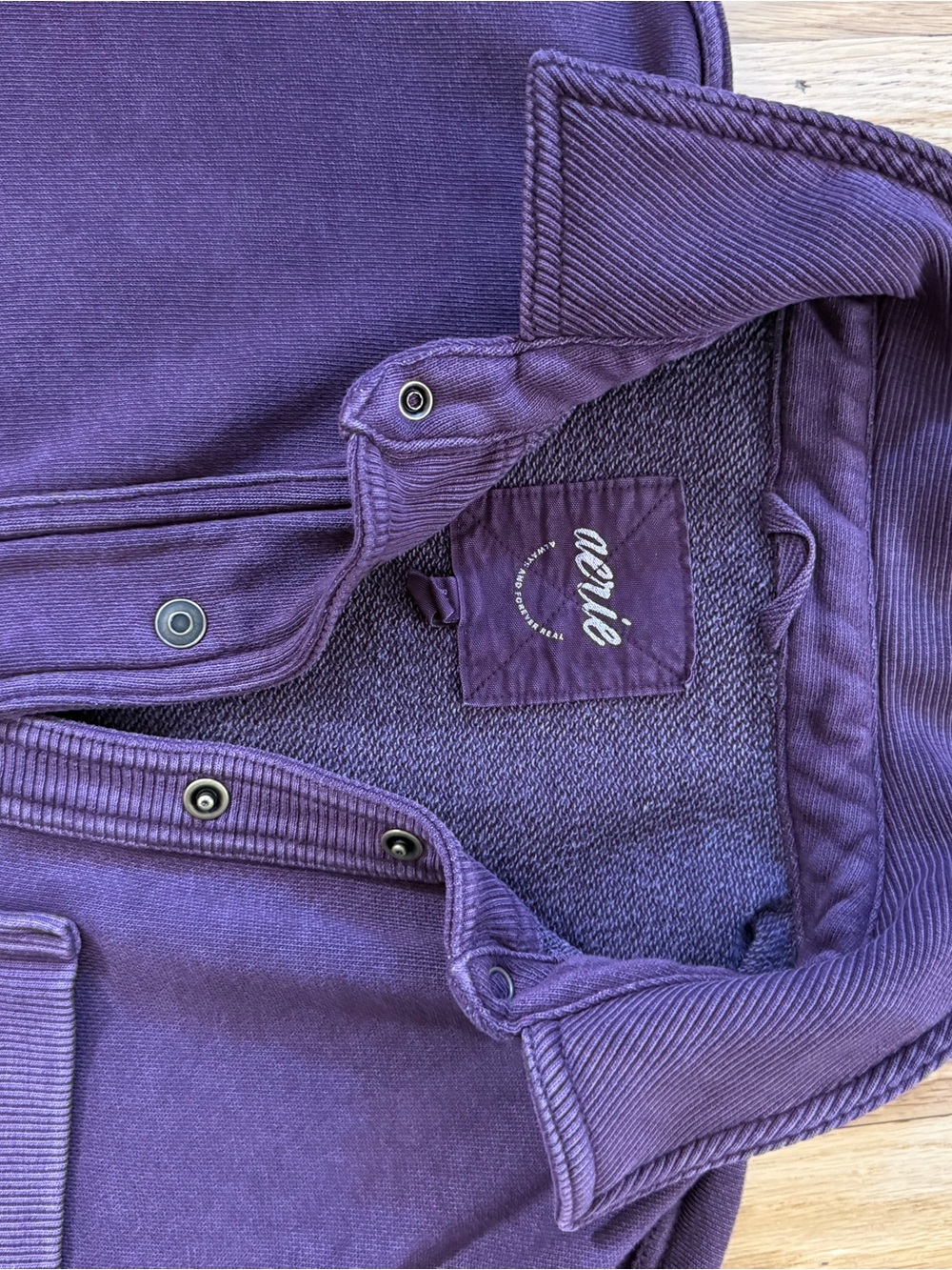 aerie Deep Purple Snap-Front Sweatshirt & sweatpant - Picture 3 of 7